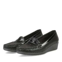 Mocassins Confort NOIR Femme Motif Uni
