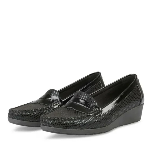 Mocassins Confort NOIR Femme Motif Uni