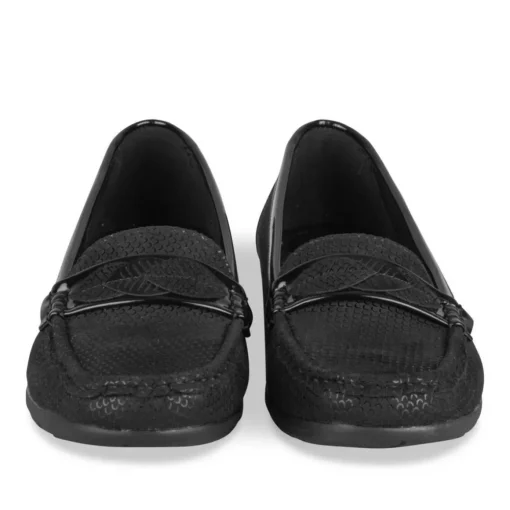 Mocassins Confort NOIR Femme Motif Uni A Enfiler