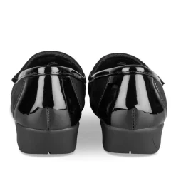 Mocassins Confort NOIR Femme Motif Uni A Enfiler