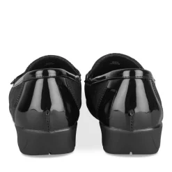 Mocassins Confort NOIR Femme Motif Uni A Enfiler