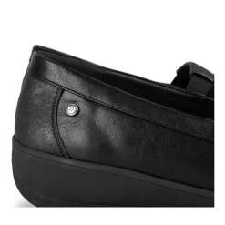Mocassins Confort NOIR Femme Motif Uni A Enfiler