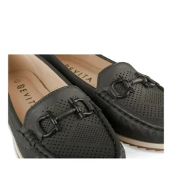 Mocassins Confort NOIR Femme Motif Uni A Enfiler