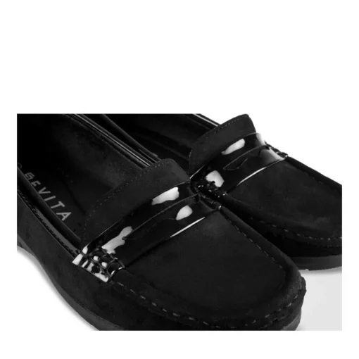 Mocassins Confort NOIR Femme Motif Uni A Enfiler