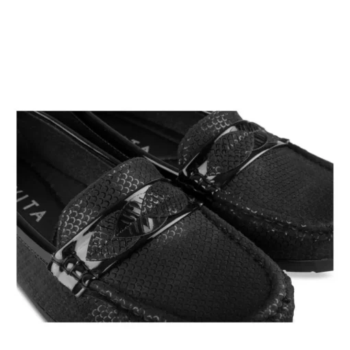 Mocassins Confort NOIR Femme Motif Uni A Enfiler