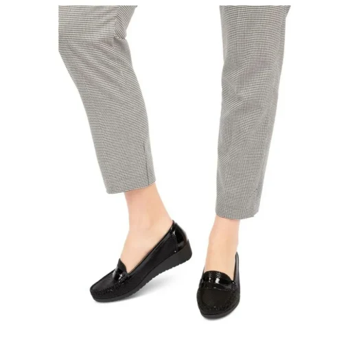Mocassins Confort NOIR Femme Motif Uni
