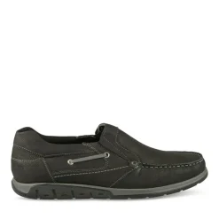Mocassins Confort NOIR Homme CUIR Motif Uni A Enfiler