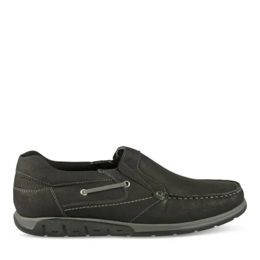 Mocassins Confort NOIR Homme CUIR Motif Uni A Enfiler