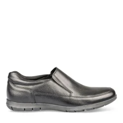 Mocassins Confort NOIR Homme CUIR Motif Uni A Enfiler