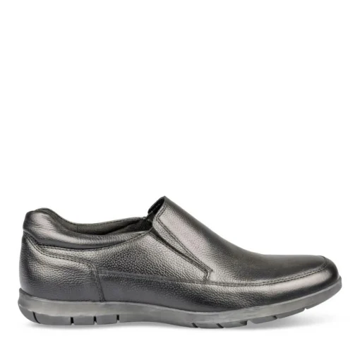 Mocassins Confort NOIR Homme CUIR Motif Uni A Enfiler