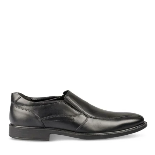 Mocassins Confort NOIR Homme CUIR Motif Uni A Enfiler