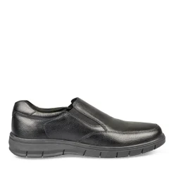 Mocassins Confort NOIR Homme CUIR Motif Uni A Enfiler
