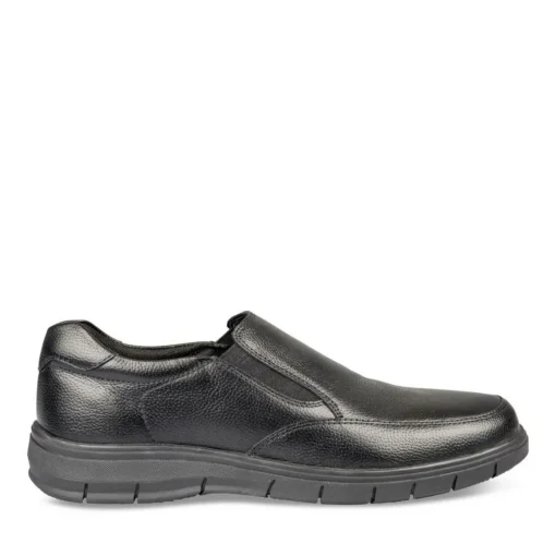 Mocassins Confort NOIR Homme CUIR Motif Uni A Enfiler