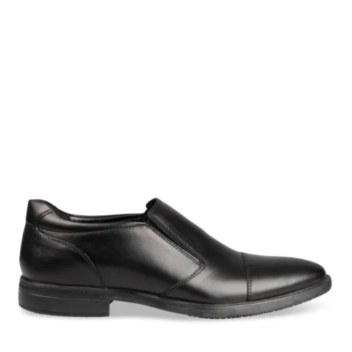 Mocassins Confort NOIR Homme CUIR Motif Uni A Enfiler
