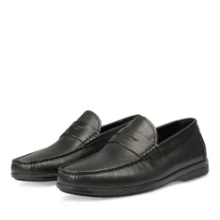 Mocassins Confort NOIR Homme CUIR Motif Uni