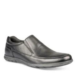 Mocassins Confort NOIR Homme CUIR Motif Uni A Enfiler