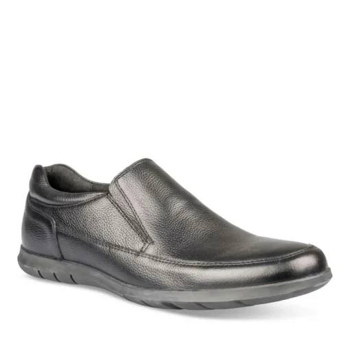 Mocassins Confort NOIR Homme CUIR Motif Uni A Enfiler