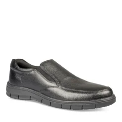 Mocassins Confort NOIR Homme CUIR Motif Uni A Enfiler
