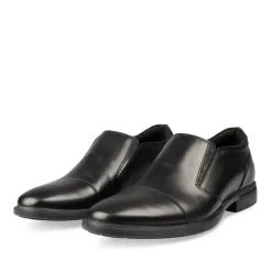 Mocassins Confort NOIR Homme CUIR Motif Uni A Enfiler