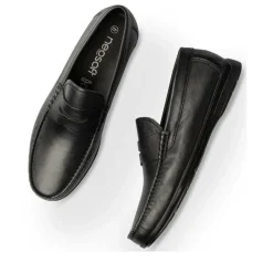 Mocassins Confort NOIR Homme CUIR Motif Uni