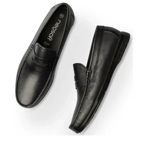 Mocassins Confort NOIR Homme CUIR Motif Uni