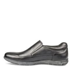 Mocassins Confort NOIR Homme CUIR Motif Uni A Enfiler