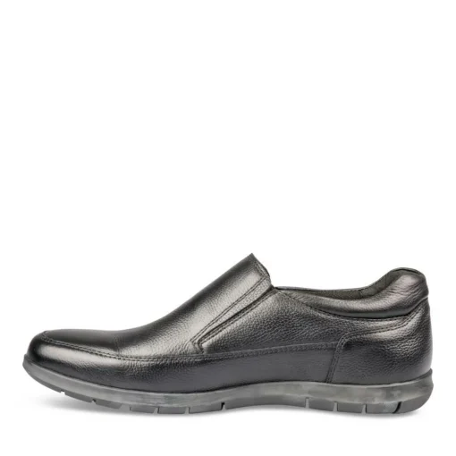 Mocassins Confort NOIR Homme CUIR Motif Uni A Enfiler