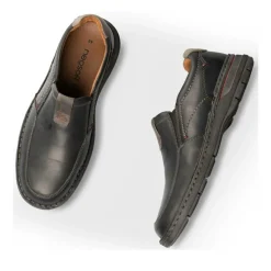 Mocassins Confort NOIR Homme CUIR Motif Uni Elastique