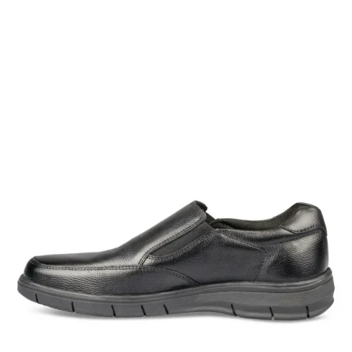 Mocassins Confort NOIR Homme CUIR Motif Uni A Enfiler