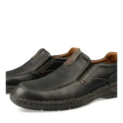 Mocassins Confort NOIR Homme CUIR Motif Uni Elastique