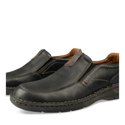 Mocassins Confort NOIR Homme CUIR Motif Uni Elastique