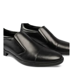 Mocassins Confort NOIR Homme CUIR Motif Uni A Enfiler
