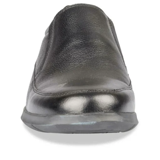 Mocassins Confort NOIR Homme CUIR Motif Uni A Enfiler