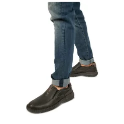 Mocassins Confort NOIR Homme CUIR Motif Uni Elastique