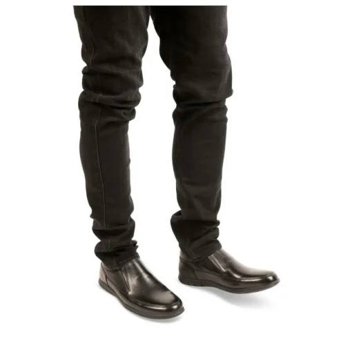 Mocassins Confort NOIR Homme CUIR Motif Uni A Enfiler