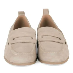 Mocassins Confort TAUPE Femme CUIR Motif Uni A Enfiler