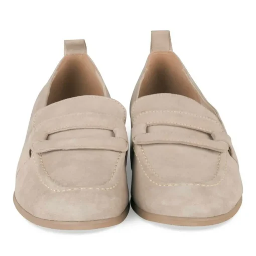 Mocassins Confort TAUPE Femme CUIR Motif Uni A Enfiler