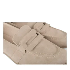 Mocassins Confort TAUPE Femme CUIR Motif Uni A Enfiler