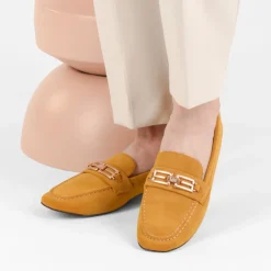 Mocassins JAUNE Femme Motif Uni A Enfiler