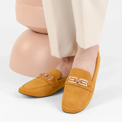Mocassins JAUNE Femme Motif Uni A Enfiler
