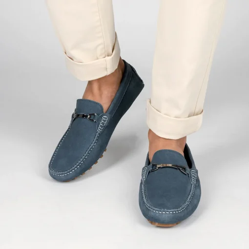 Mocassins JEANS Homme CUIR Motif Uni A Enfiler
