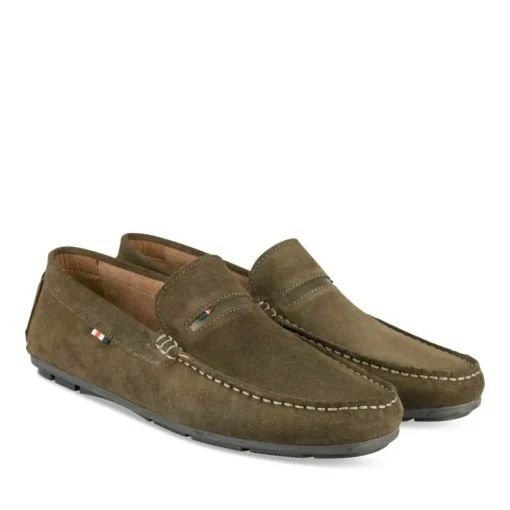 Mocassins KAKI Homme CUIR Motif Uni A Enfiler
