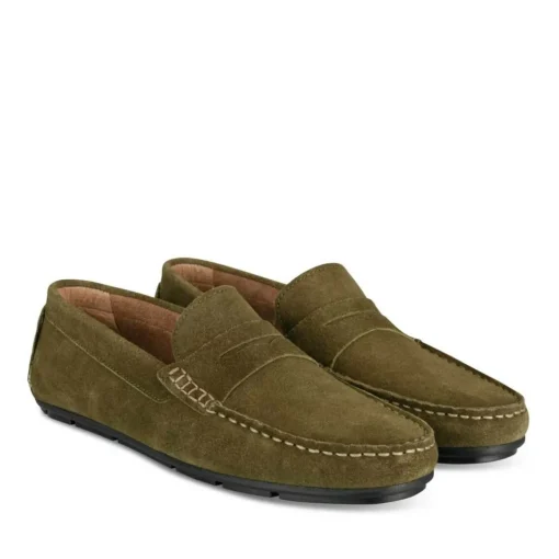 Mocassins KAKI Homme CUIR Motif Uni A Enfiler