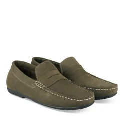 Mocassins KAKI Homme CUIR Motif Uni A Enfiler