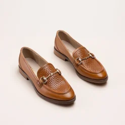 Mocassins MARRON Femme CUIR Motif Chaîne A Enfiler
