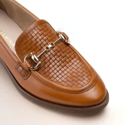 Mocassins MARRON Femme CUIR Motif Chaîne A Enfiler