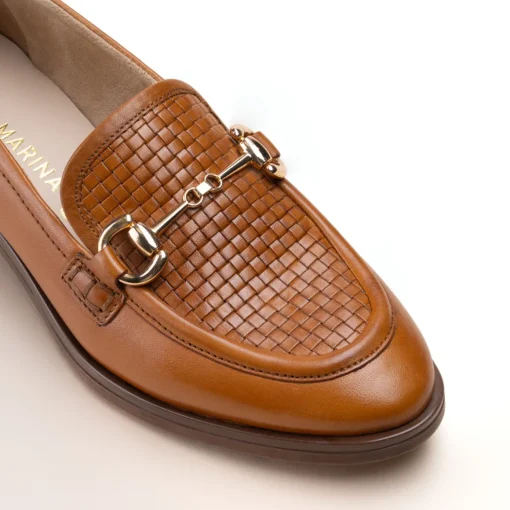 Mocassins MARRON Femme CUIR Motif Chaîne A Enfiler
