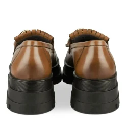 Mocassins MARRON Femme CUIR Motif Chaîne A Enfiler