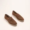 Mocassins MARRON Homme CUIR Motif Uni A Enfiler