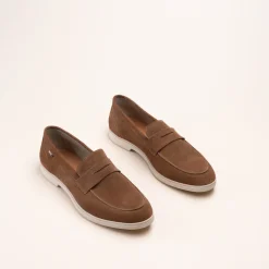Mocassins MARRON Homme CUIR Motif Uni A Enfiler